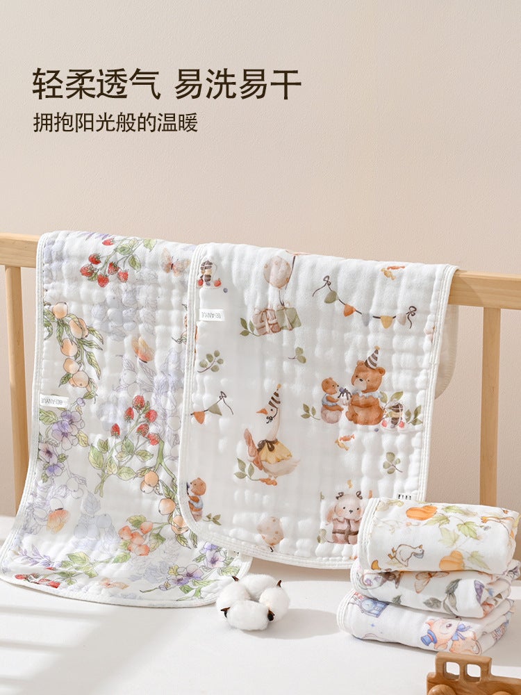 Baby Saliva Towel Type A Pure Cotton Baby Towel Baby Gauze Towel Six-Layer Seersucker Cotton Small Towel - Image 2